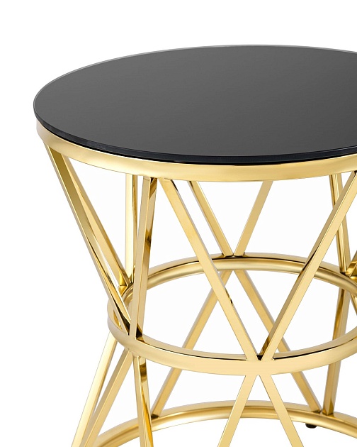 Журнальный стол Stool Group Вива D50 черное стекло/сталь золото УТ000004640 Фото № 2