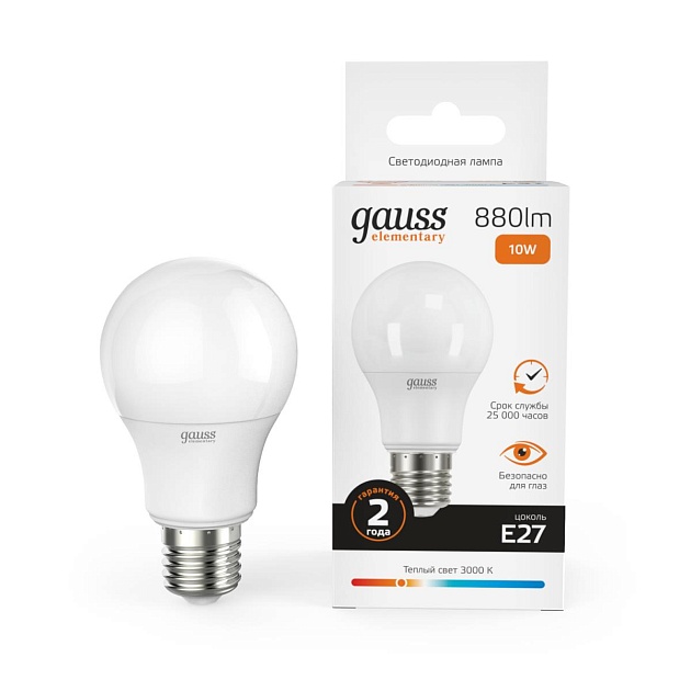 Лампа светодиодная Gauss E27 10W 3000K матовая 23210 изображение 2 Лампа светодиодная Gauss E27 10W 3000K матовая 23210 Фото № 2
