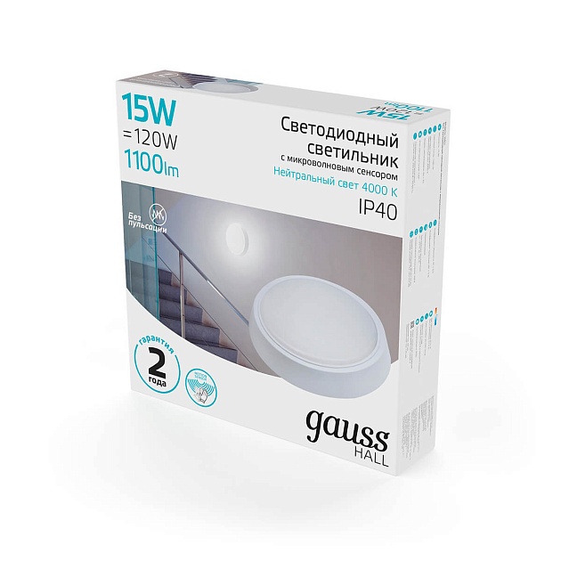Настенно-потолочный светодиодный светильник Gauss Hall 193411215-S Фото № 2