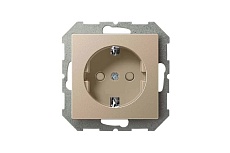 Розетка 2P+E Liregus Epsilon со шторками шампань 28-3113 3