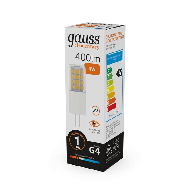 Лампа светодиодная Gauss G4 4W 3000К прозрачная 10714 изображение 5 Лампа светодиодная Gauss G4 4W 3000К прозрачная 10714 Фото № 5