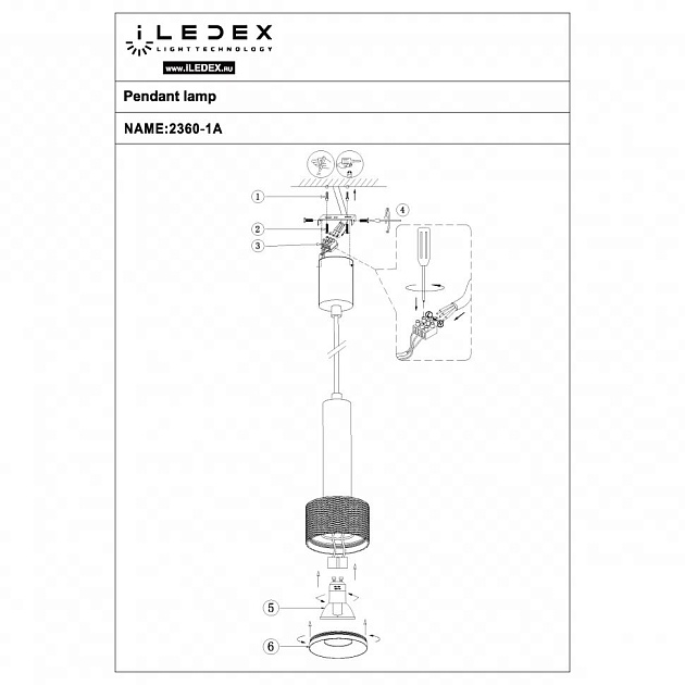 Подвесной светильник iLedex Delta 2362-1 BK+SL Фото № 2