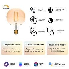 Лампа светодиодная диммируемая филаментная Gauss Smart Home Filament E27 6,5W 2000-5500K золотистая 1340112 3