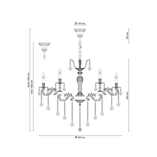 Подвесная люстра Lucia Tucci Barletta 122.12.6 Cream White Фото № 2