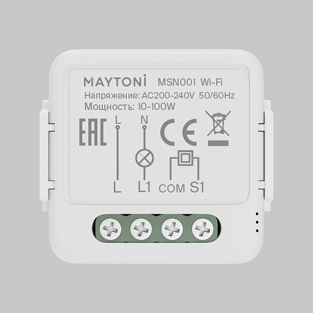 Wi-Fi выключатель одноканальный (без нуля) Maytoni Technical Smart home MSN001 Фото № 4