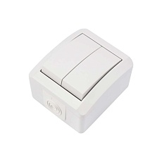 Выключатель двухклавишный INDUSTRIAL IP54, о/у, белый KRANZ KR-78-0832