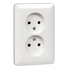 Розетка двойная 2К Systeme Electric Хит 16A 250V белая RS16-235-B