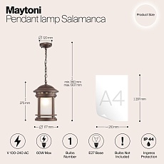 Уличный подвесной светильник Maytoni Salamanca O031PL-01BR 1