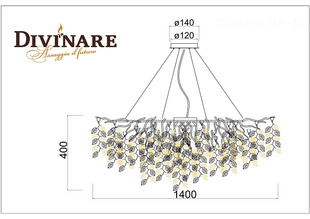 Подвесная люстра Divinare Salice 3136/01 SP-15 Фото № 2