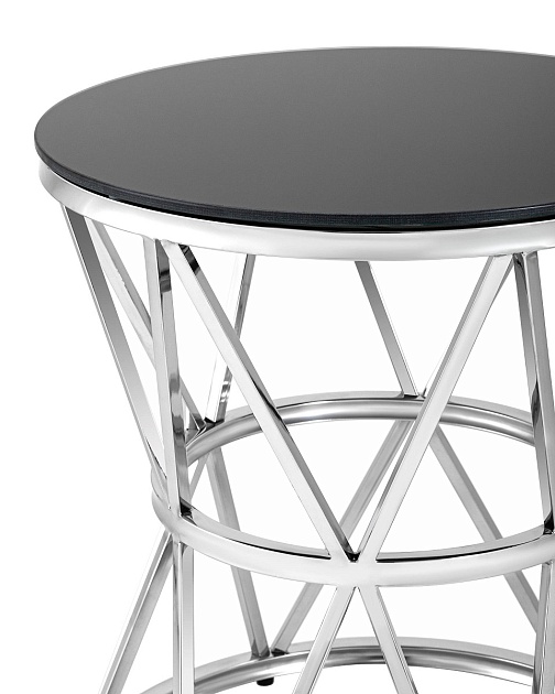 Журнальный стол Stool Group Вива D50 черное стекло/сталь серебро УТ000004639 Фото № 2