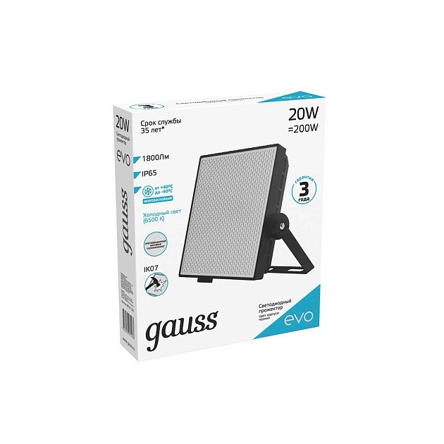 Прожектор светодиодный Gauss Evo 20W 6500К 687511320 Фото № 13