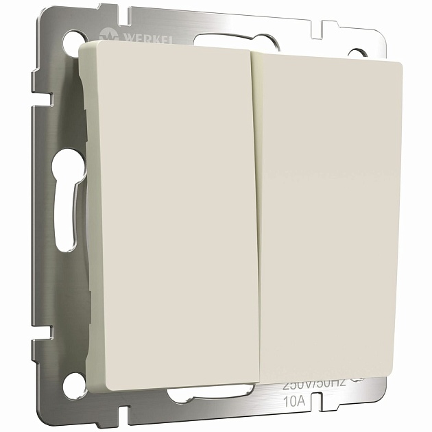 Выключатель двухклавишный Werkel айвори матовый W1120062 4690389184642 Фото № 1