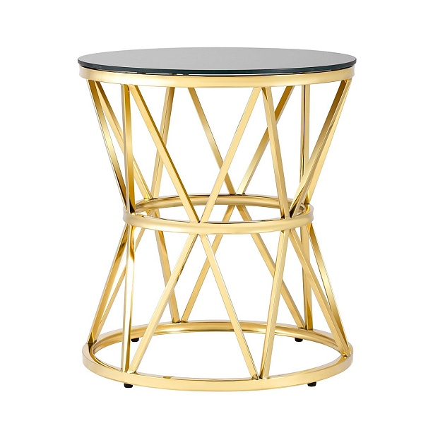 Журнальный стол Stool Group Вива D50 черное стекло/сталь золото УТ000004640 Фото № 1