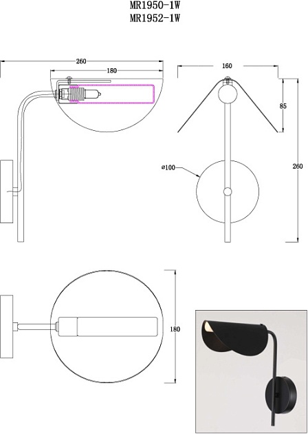 Бра MyFar Valentina MR1950-1W изображение 2 Бра MyFar Valentina MR1950-1W Фото № 2