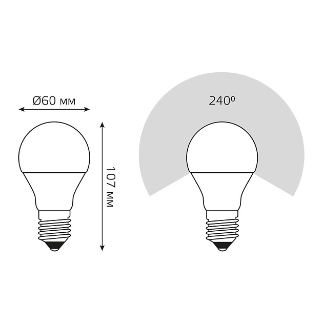Лампа светодиодная Gauss E27 7W 3000K матовая 102502107 Фото № 3
