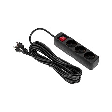 Удлинитель STANDARD 3 гнезда, 5м, 3х1,0мм², с/з, с выключателем, черный REXANT 13-4020 2