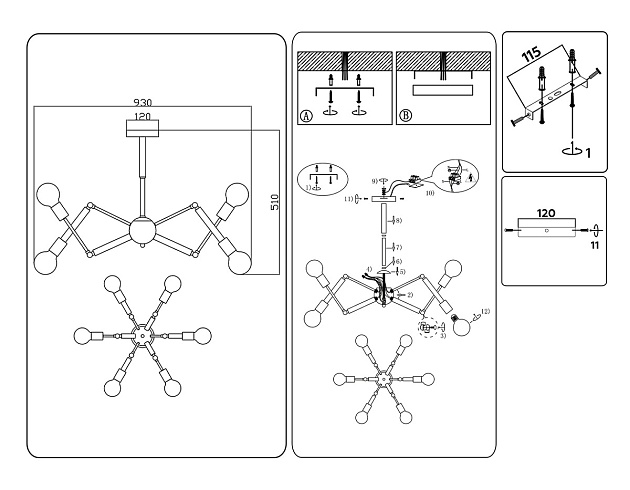 Подвесная люстра Ambrella light Traditional Loft TR80488 изображение 7 Подвесная люстра Ambrella light Traditional Loft TR80488 Фото № 7