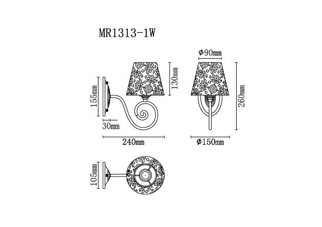 Бра MyFar Ceiling Luna MR1313-1W Фото № 2