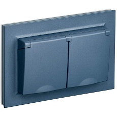 BRITE Розетка 2-местная с заземлением с защитными шторками и крышкой 16А в сборе IP44 РСбш12-3-44-БрМ маренго IEK BR-R26-16-44-K35-F