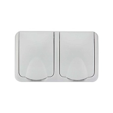 Блок горизонтальный 2 розетки Mini OG IP54 с заземлением, о/у, серый KRANZ KR-78-0806 1