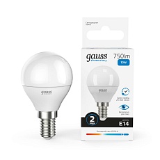 Лампа светодиодная Gauss E14 10W 6500K матовая 53130 1