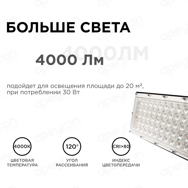 Прожектор светодиодный Apeyron 30W 4000K 05-42 Фото № 6