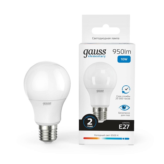 Лампа светодиодная Gauss E27 10W 6500K матовая 23230 Фото № 7