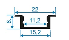 Профиль встраиваемый с рассеивателем черный/белый 2м. Apeyron 08-02-ЧБ 1