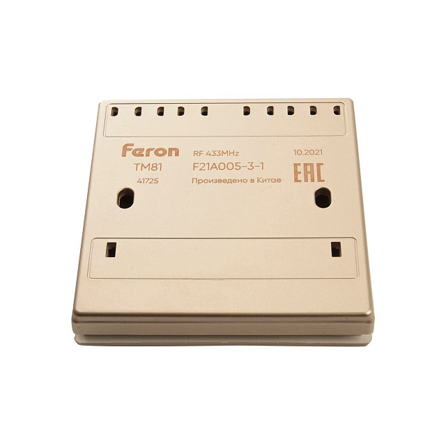 Выключатель одноклавишный беспроводной Feron Smart золото TM181 41725 Фото № 2