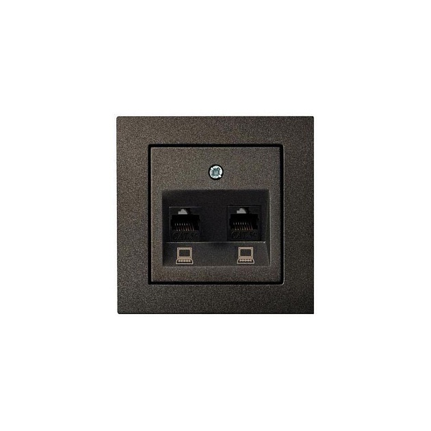 Розетка 2хRJ45 Liregus Epsilon антрацит 28-1151 Фото № 1