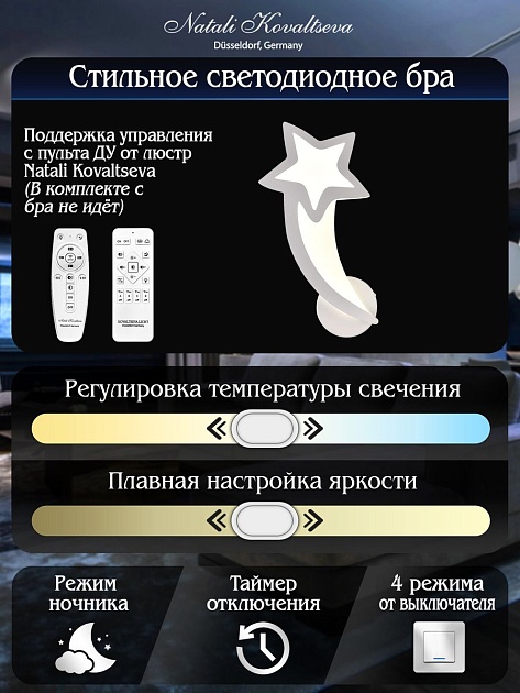 Бра Natali Kovaltseva Led Lamps 81145/1W изображение 2 Бра Natali Kovaltseva Led Lamps 81145/1W Фото № 2