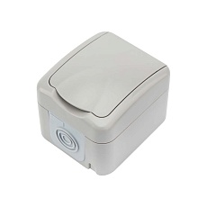 Розетка одноместная Mini OG IP54, с заземлением, о/у, серая KRANZ KR-78-0817