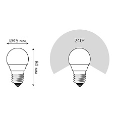 Лампа светодиодная Gauss E27 6W 3000K матовая 53216 3