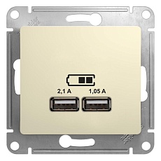 Розетка двойная USB Systeme Electric Glossa Type A+A бежевая GSL000233