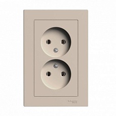 Розетка двойная 2К Systeme Electric AtlasDesign 16A 250V песочный ATN001220 1