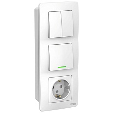 Блок розетка-выключатель Systeme Electric Blanca с подсветкой белый BLNBS101211