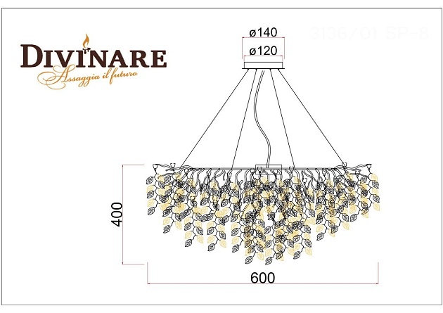 Подвесная люстра Divinare Salice 3136/01 SP-8 Фото № 2