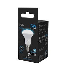Лампа светодиодная Gauss E14 6W 6500K матовая 106001306 1