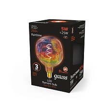 Лампа светодиодная диммируемая филаментная Gauss E27 5W 1800K розовая 1007802103 2