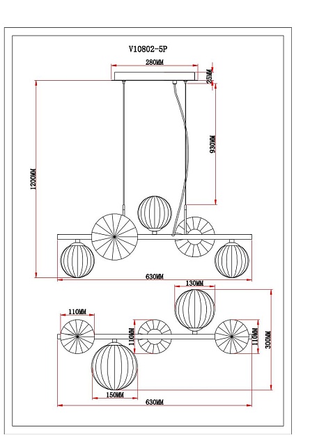Подвесная люстра Moderli Renny V10802-5P Фото № 2