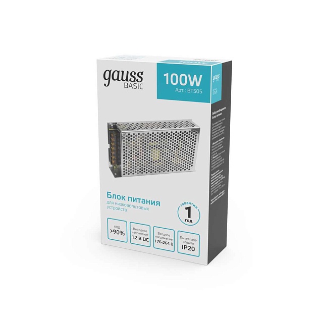 Блок питания Gauss 100W 12V IP20 BT505 Фото № 5