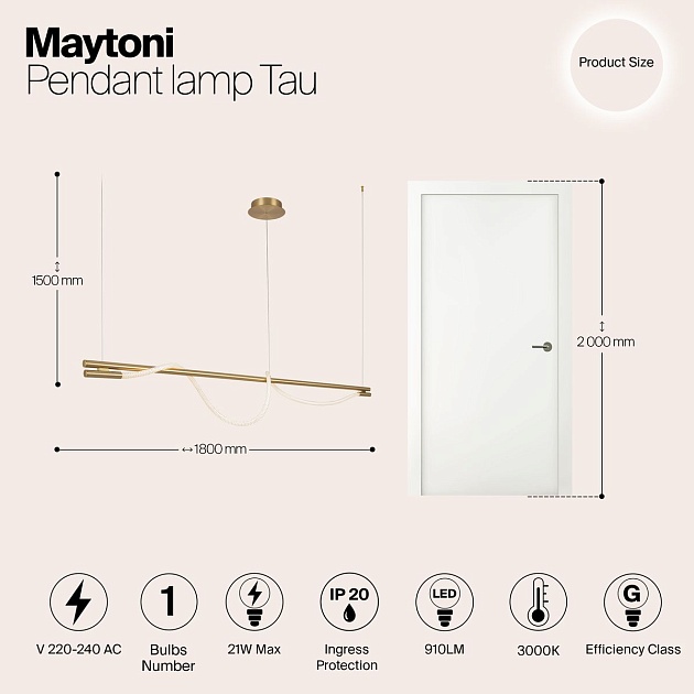 Подвесной светильник Maytoni Tau MOD166PL-L20G3K Фото № 2