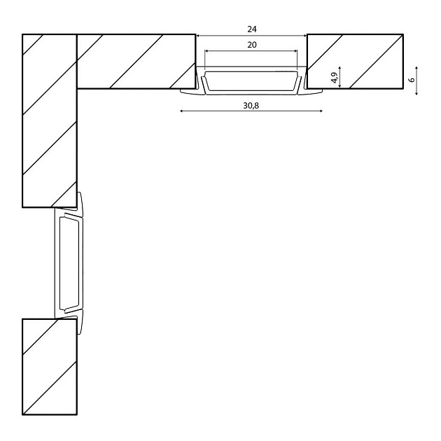 Встраиваемый профиль с рассеивателем SWG RC-3006 900083 изображение 2 Встраиваемый профиль с рассеивателем SWG RC-3006 900083 Фото № 2