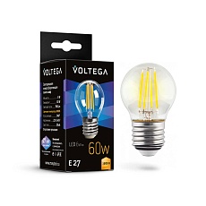 Лампа светодиодная Voltega E27 6W 3000K прозрачная 7215