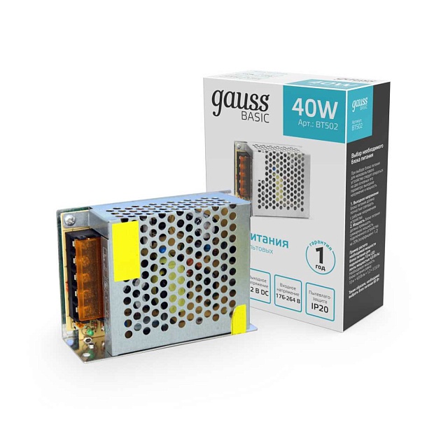 Блок питания Gauss 40W 12V IP20 BT502 Фото № 5