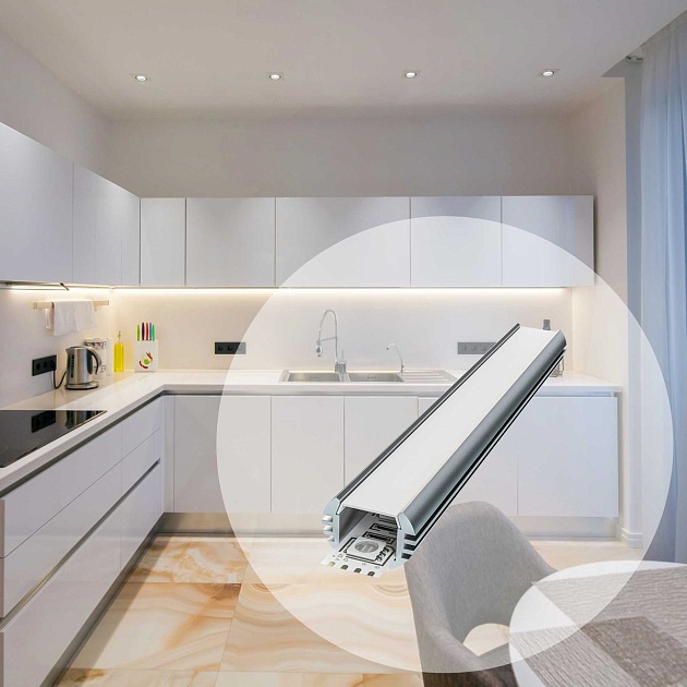 Профиль круглый универсальный с рассеивателем серебро 1м. Apeyron 08-17 Фото № 14