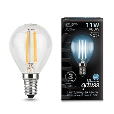 Лампа светодиодная филаментная Gauss E14 11W 4100К прозрачная 105801211 3