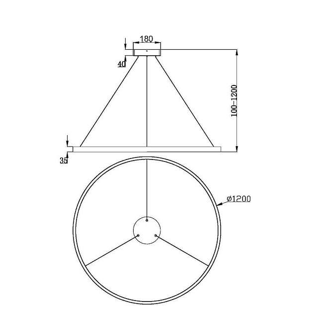 Подвесной светодиодный светильник Maytoni Rim MOD058PL-L65BK Фото № 5