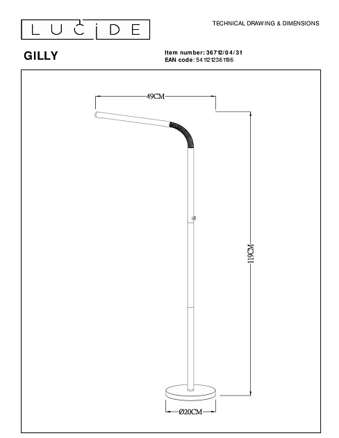 Торшер Lucide Gilly 36712/04/31 Фото № 2