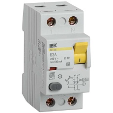 Выключатель дифференциальный (УЗО) ВД1-63S 2Р 63А 100мА IEK MDV12-2-063-100